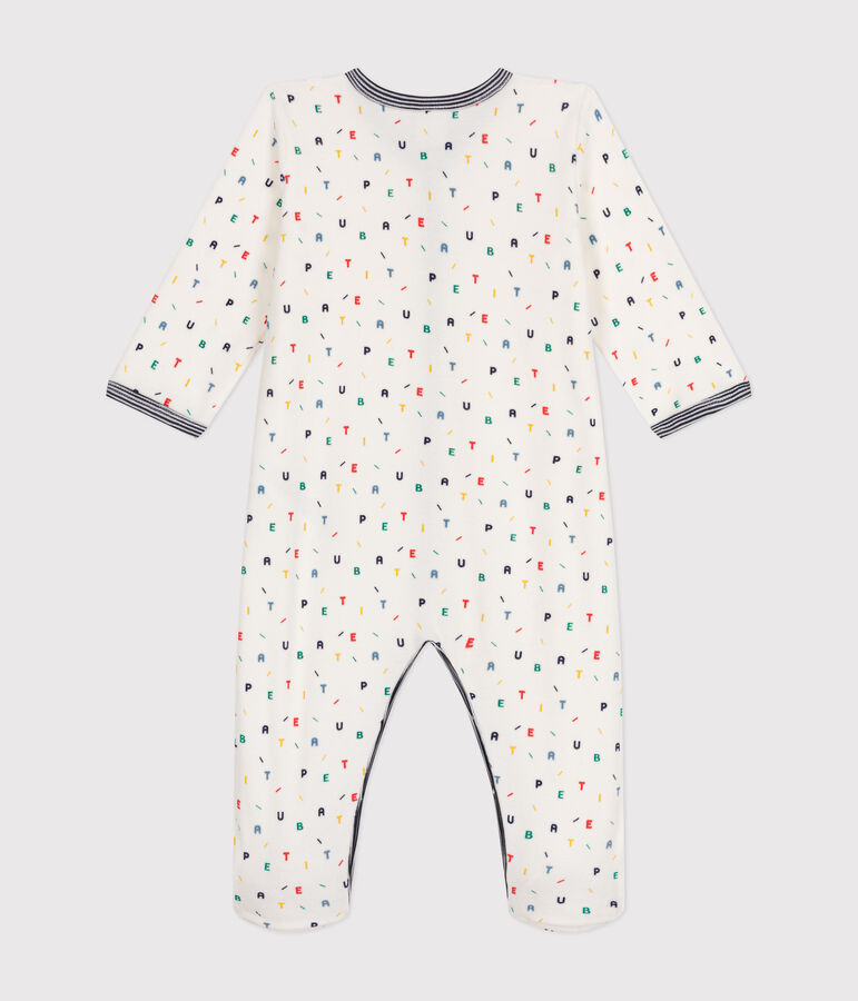 Pijama de terciopelo para beb&eacute; blanco/multicolor