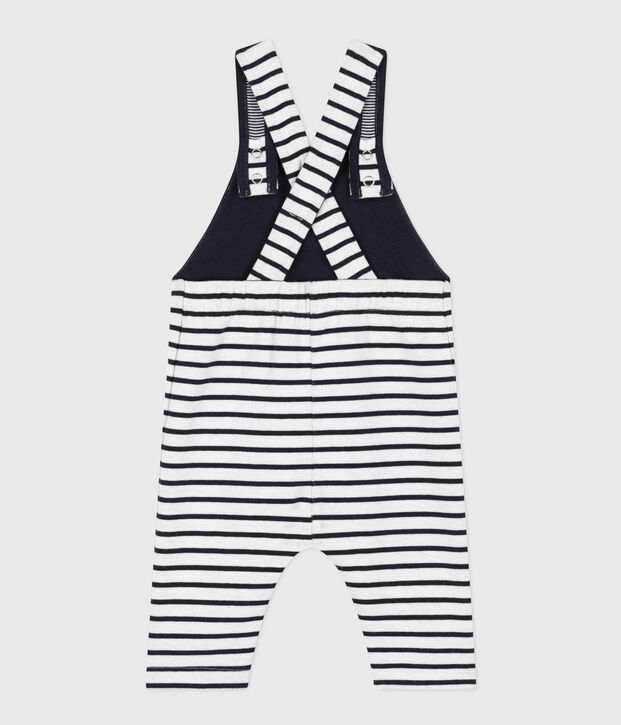 Peto largo de jersey grueso a rayas para beb&eacute; blanco/azul