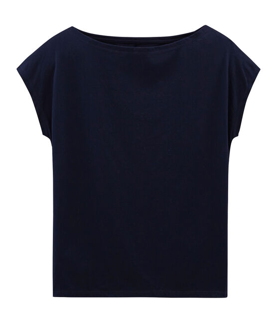 Camiseta manga corta de algodón Sea Island para mujer azul MARINE