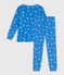 Pijama infantil de manga larga de algodón con estampado de furgonetas azul BRASIER/gris MARSHMALLOW