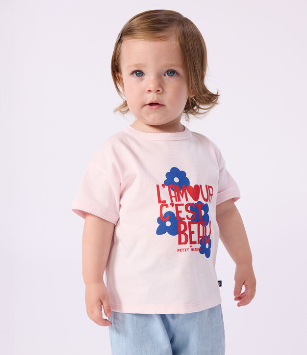 Camiseta de algod&oacute;n de manga corta con estampado para beb&eacute; BARELY