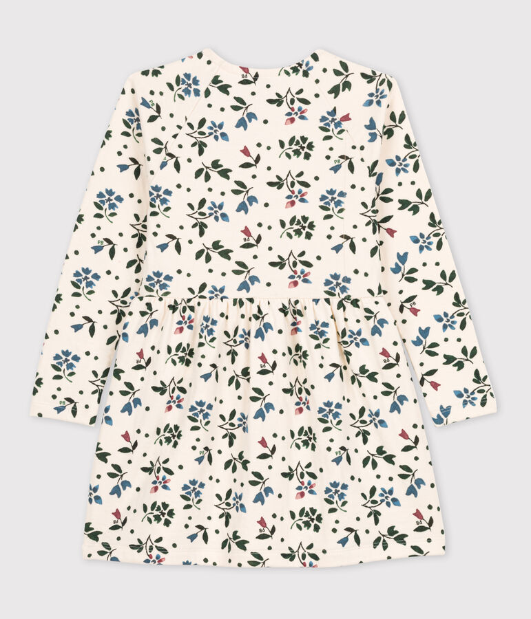 Vestido con flores de manga larga de t&uacute;bico de ni&ntilde;a crudo/multicolor