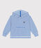 Sudadera infantil unisex de rizo de algodón a rayas con capucha azul MARSHMALLOW/ PORCELANA