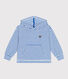 Sudadera infantil unisex de rizo de algodón a rayas con capucha