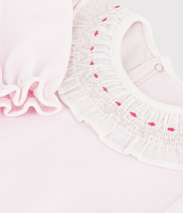 Pijama liso de terciopelo con collar&iacute;n y abertura trasera para beb&eacute; BARELY