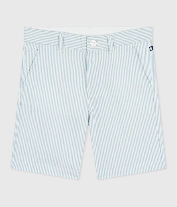Bermudas cortas infantiles de algod&oacute;n a rayas azul/azul