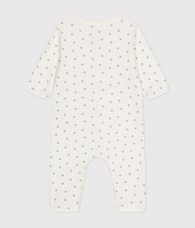 Pijama sin pies de algod&oacute;n para beb&eacute; blanco/verde