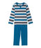 Pijama en jersey rayado para niño gris POUSSIERE/gris MAKI/ POUSSIERE