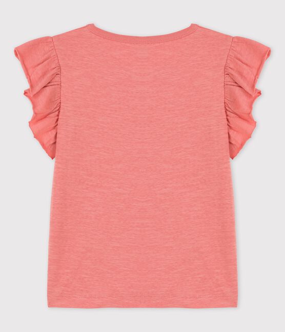 Camiseta de manga corta de algodón de niña rosa PAPAYE