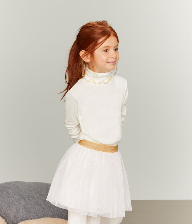 Jersey de cuello alto para ni&ntilde;a blanco/amarillo