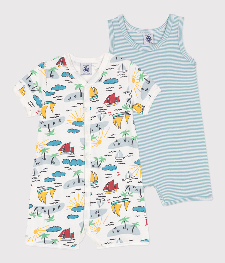 Juego de 2 monos cortos de algod&oacute;n con exploradores para beb&eacute; multicolor