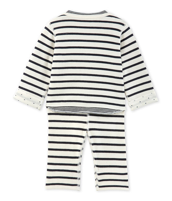 Ensemble bébé 3 pièces réversible beige COQUILLE/azul SMOKING
