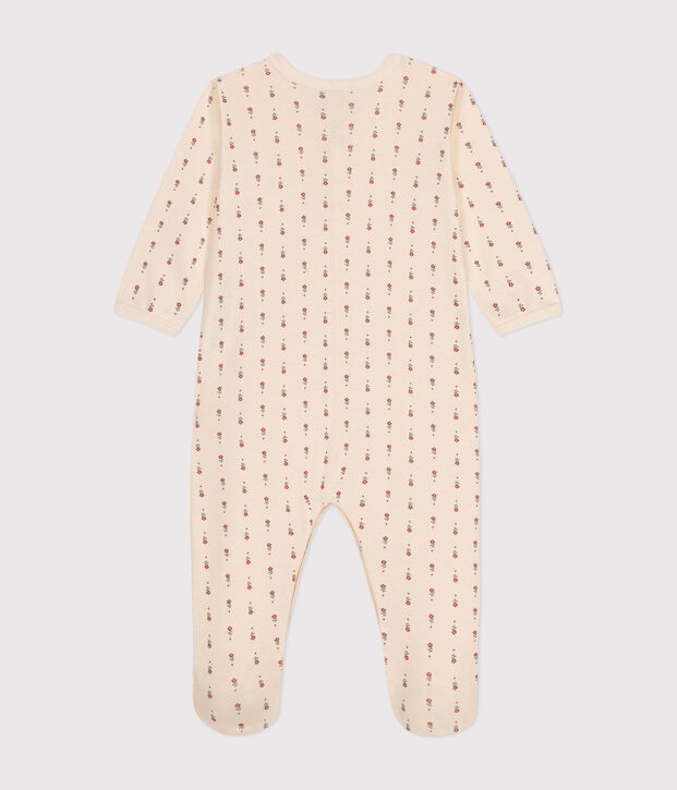 Pijama de algod&oacute;n con estampado de flor para beb&eacute; crudo/multicolor