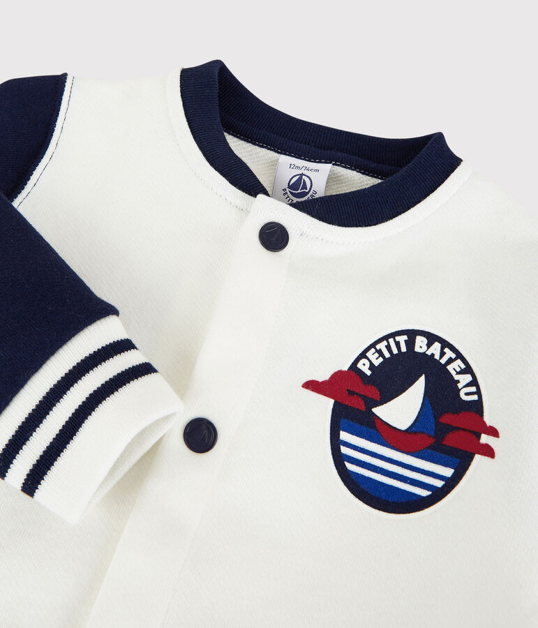 Abrigo teddy de dos colores de felpa de beb&eacute; ni&ntilde;o blanco/azul