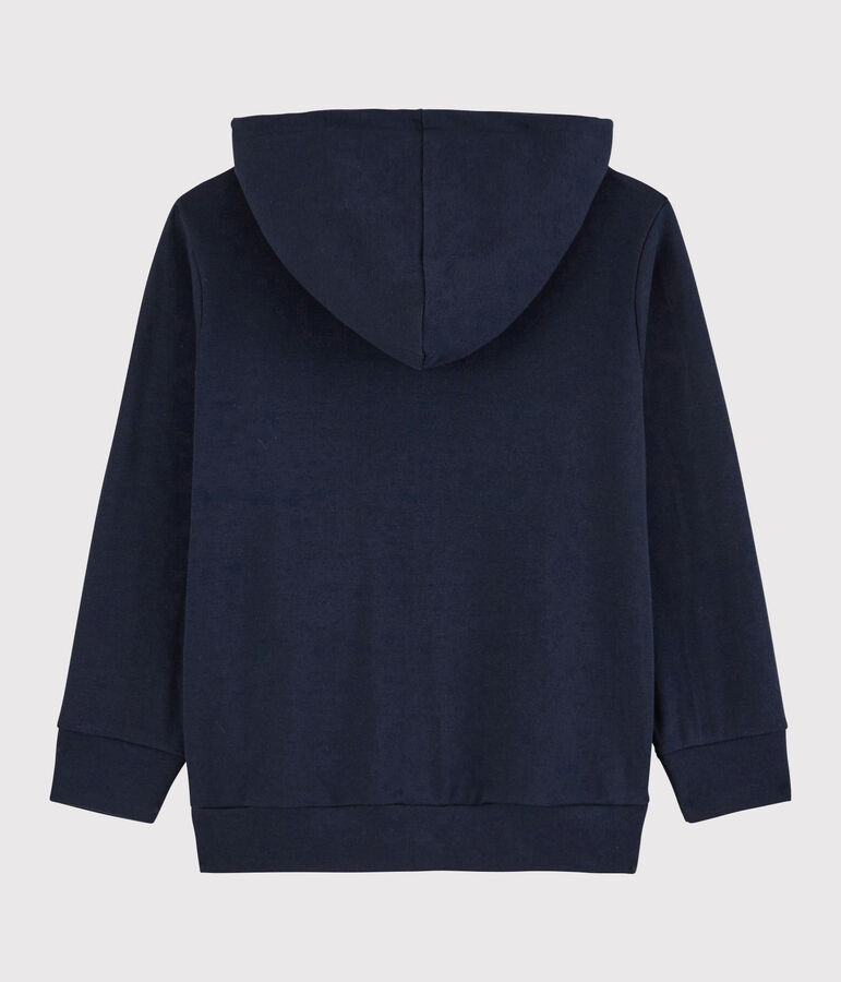 Sudadera con cremallera y capucha de algod&oacute;n de ni&ntilde;o azul