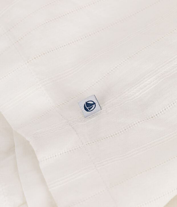 Vestido infantil largo de tirantes de algod&oacute;n liso blanco