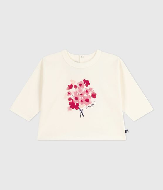 Camiseta de algodón de manga larga con estampado de gato para bebé crudo MILK
