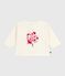 Camiseta de algodón de manga larga con estampado de gato para bebé crudo MILK