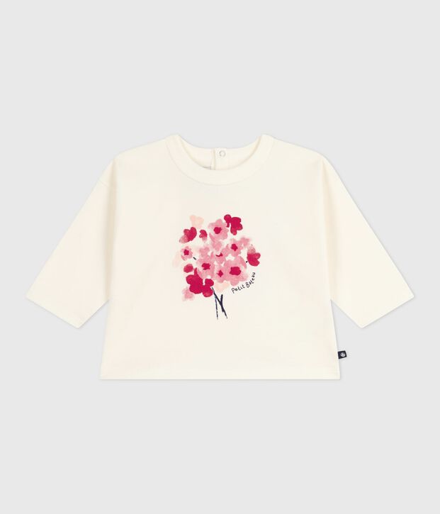 Camiseta de algod&oacute;n de manga larga para beb&eacute; MILK