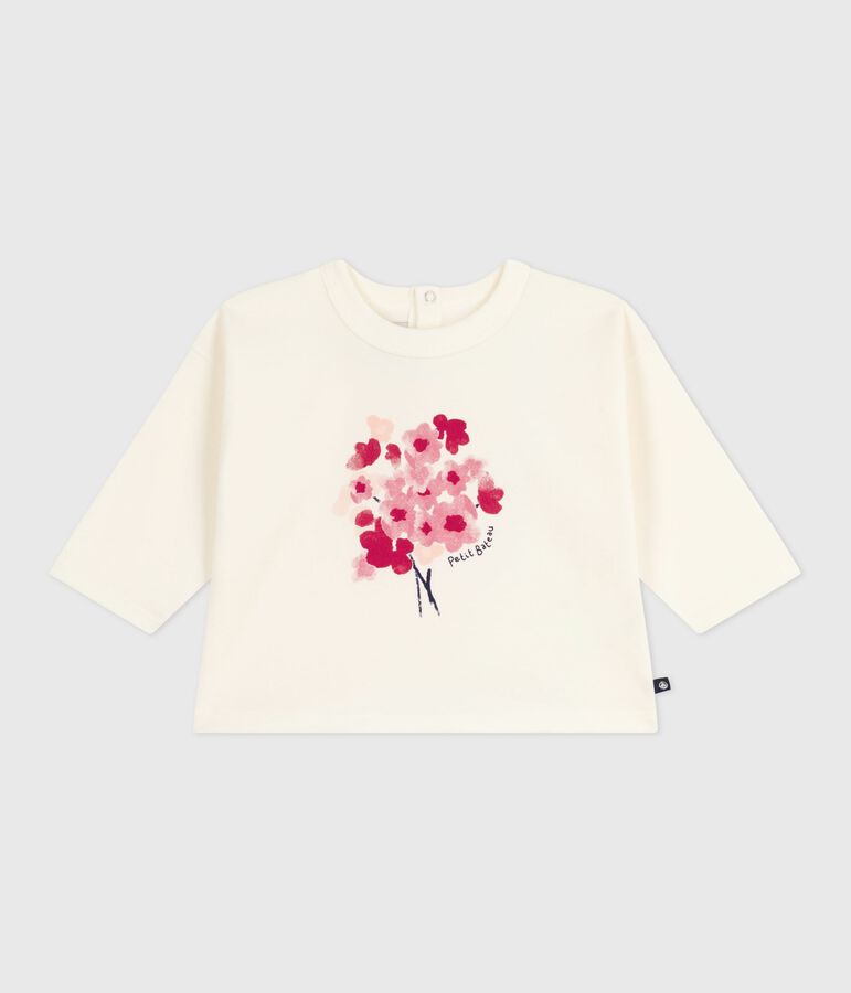 Camiseta de algod&oacute;n de manga larga para beb&eacute; crudo