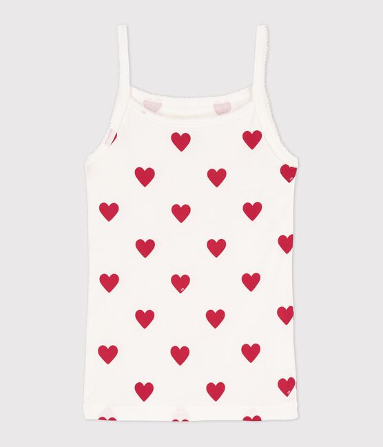 Camiseta de tirantes L'ICONIQUE de algodón ORGÁNICO de mujer blanco MARSHMALLOW/rojo TERKUIT