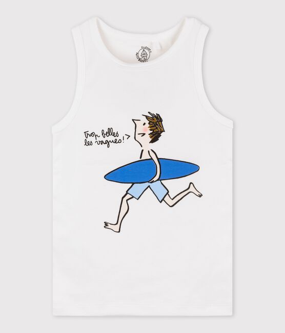 Camiseta de tirantes Soledad Bravi de algodón orgánico de niño blanco ECUME