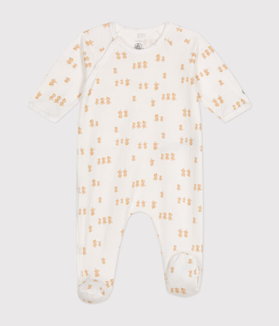 Pijama de felpa para bebé blanco MARSHMALLOW/blanco MULTICO