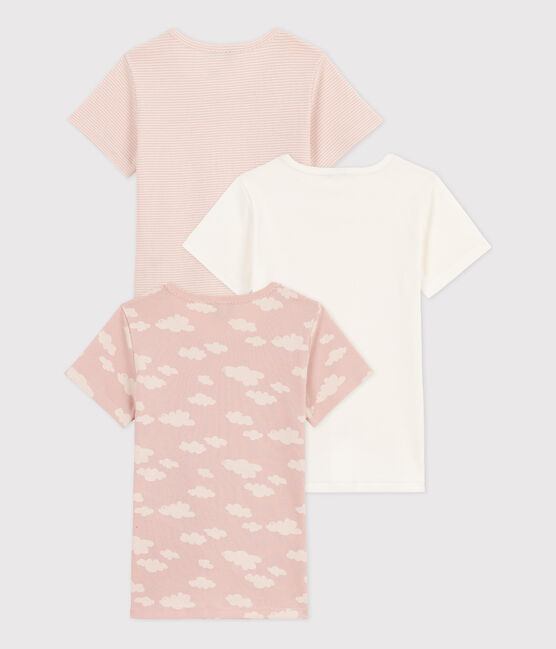 Juego de 3 camisetas de manga corta de algodón con nubes para niña variante 1