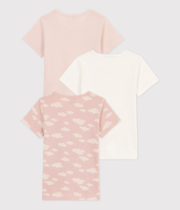 Juego de 3 camisetas de manga corta de algod&oacute;n con nubes para ni&ntilde;a multicolor