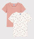 Juego de 2 camisetas de manga corta con flores de algodón de niña