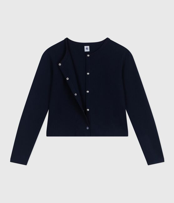 Cárdigan de algodón liso para mujer azul SMOKING