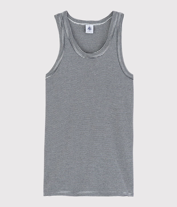 Camiseta de tirantes emblem&aacute;tica de algod&oacute;n de mujer azul/blanco