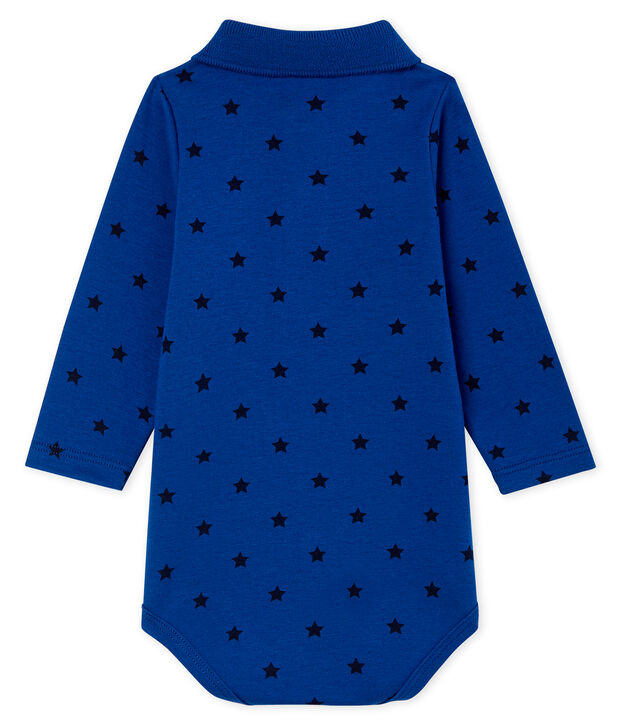 Body de manga larga con cuello de polo para beb&eacute; ni&ntilde;o azul/azul