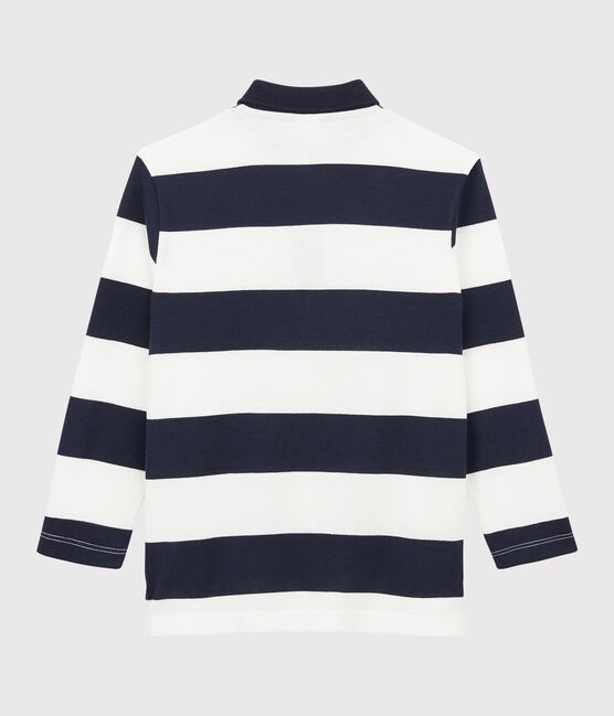 Polo de manga larga para niño azul SMOKING/blanco MARSHMALLOW