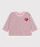 Camiseta de manga larga de algodón a rayas para bebé rojo MILK/ AMARANTE