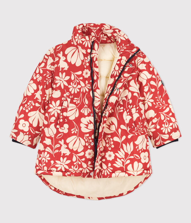 Plum&iacute;fero semilargo estampado de ni&ntilde;a naranja/crudo