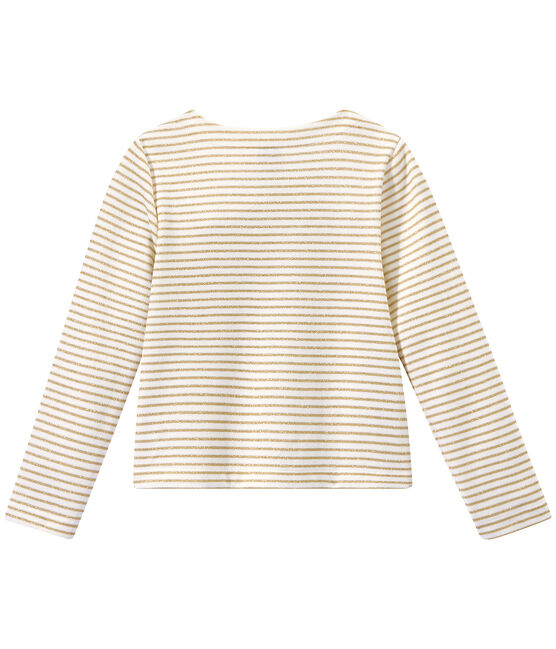 Cárdigan a rayas para niña blanco MARSHMALLOW/marron EM DORE