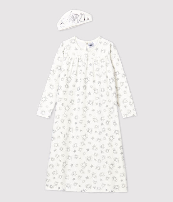 Camisón de princesa de niña de terciopelo blanco MARSHMALLOW/gris ARGENT