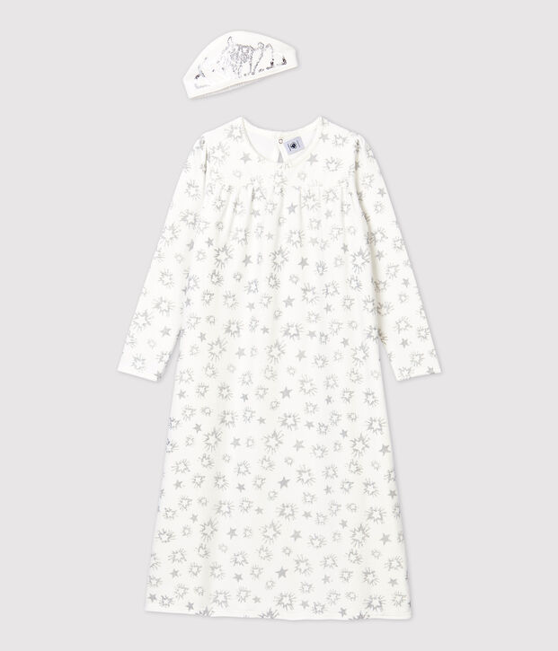 Camis&oacute;n de princesa de ni&ntilde;a de terciopelo blanco/gris