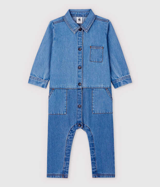 Mono largo vaquero claro de beb&eacute; ni&ntilde;o azul