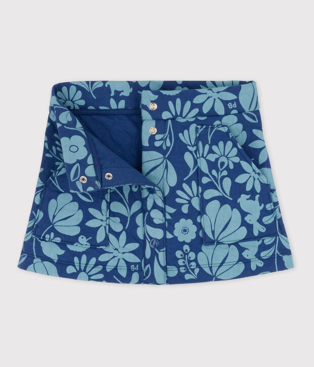 Falda estampada de tejido t&uacute;bico acolchado de ni&ntilde;a azul/azul