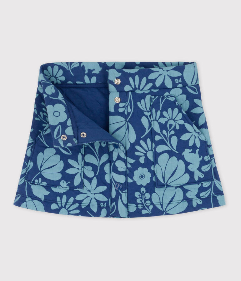 Falda estampada de tejido t&uacute;bico acolchado de ni&ntilde;a azul/azul