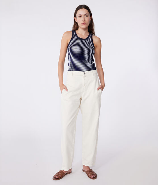 Camiseta de tirantes La Icónica de algodón a rayas para mujer azul SMOKING/blanco MARSHMALLOW
