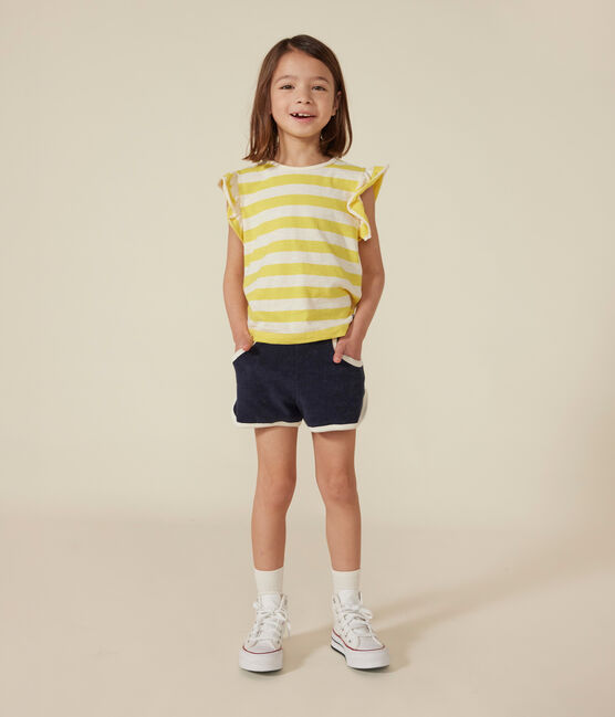 Camiseta de punto flameado a rayas para niña amarillo NECTAR/ AVALANCHE