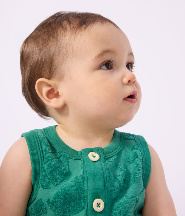Pelele corto de algod&oacute;n con estampado de palmeras para beb&eacute; verde