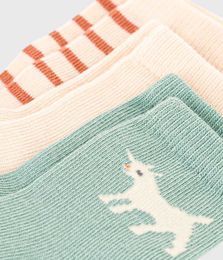 Juego de 3 pares de calcetines para beb&eacute; multicolor