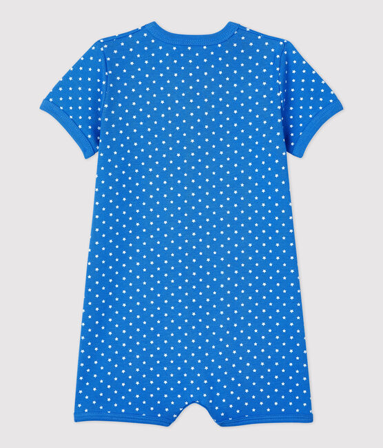 Pelele corto con estampado de lunares de algodón orgánico de bebé azul BRASIER/gris MARSHMALLOW