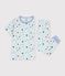 Pijama infantil de algod&oacute;n de manga corta y pierna larga con estampado azul/multicolor