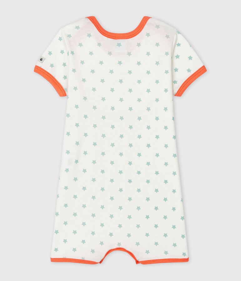 Pelele corto de punto para beb&eacute; de ni&ntilde;o blanco/azul