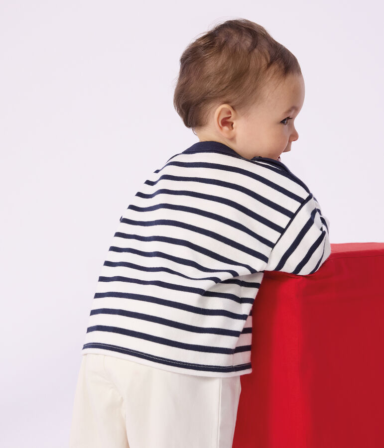 Marinera ic&oacute;nica de algod&oacute;n para beb&eacute; blanco/azul